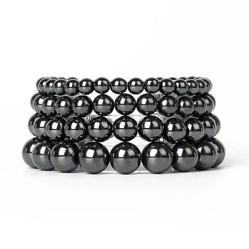 Fashion Energy Stone Hematite Beads Bracelet Men Nature 4-20mm Reiki