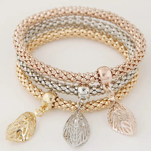 3PCS Set Crystal Bracelets & Bangles 2022 Gold Color Wrap Charm