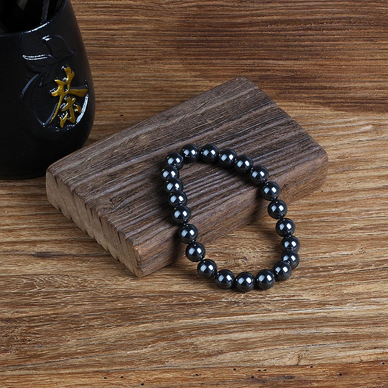 Fashion Energy Stone Hematite Beads Bracelet Men Nature 4-20mm Reiki