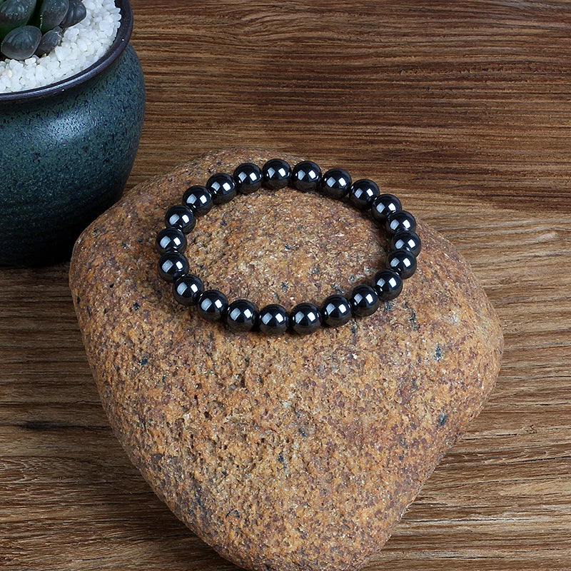 Fashion Energy Stone Hematite Beads Bracelet Men Nature 4-20mm Reiki