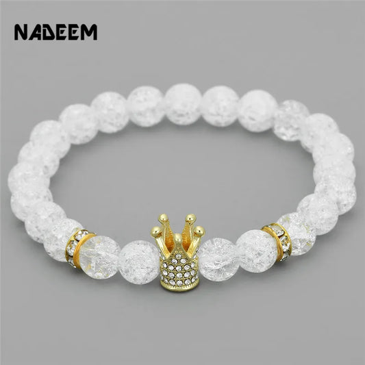 New Fashion Imperial Micro Pave Cubic Zircon Crown Charm Bracelet Men