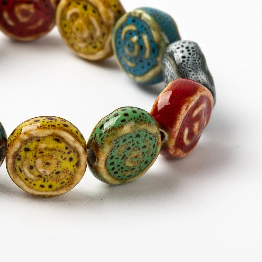 Colorful Unique Rose Ceramic beads bracelets hand made DIY Artware