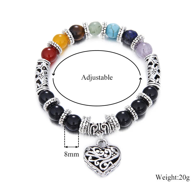 8/10MM Beads 7 Chakra Bracelet Bangle Women DIY Handmade Healing