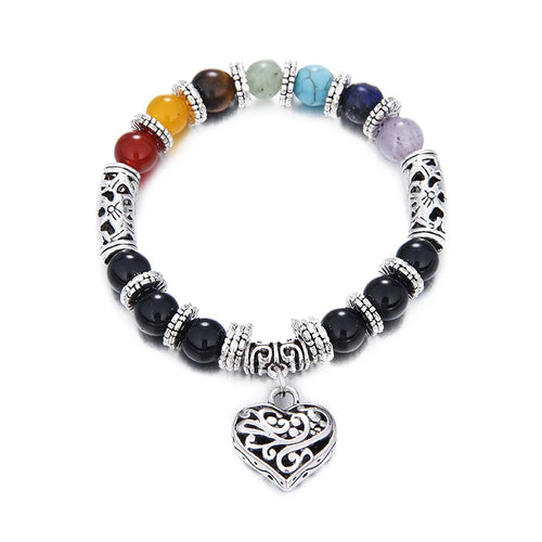 8/10MM Beads 7 Chakra Bracelet Bangle Women DIY Handmade Healing