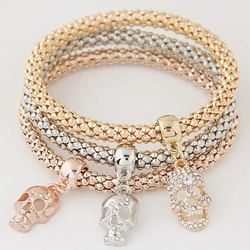 3PCS Set Crystal Bracelets & Bangles 2022 Gold Color Wrap Charm