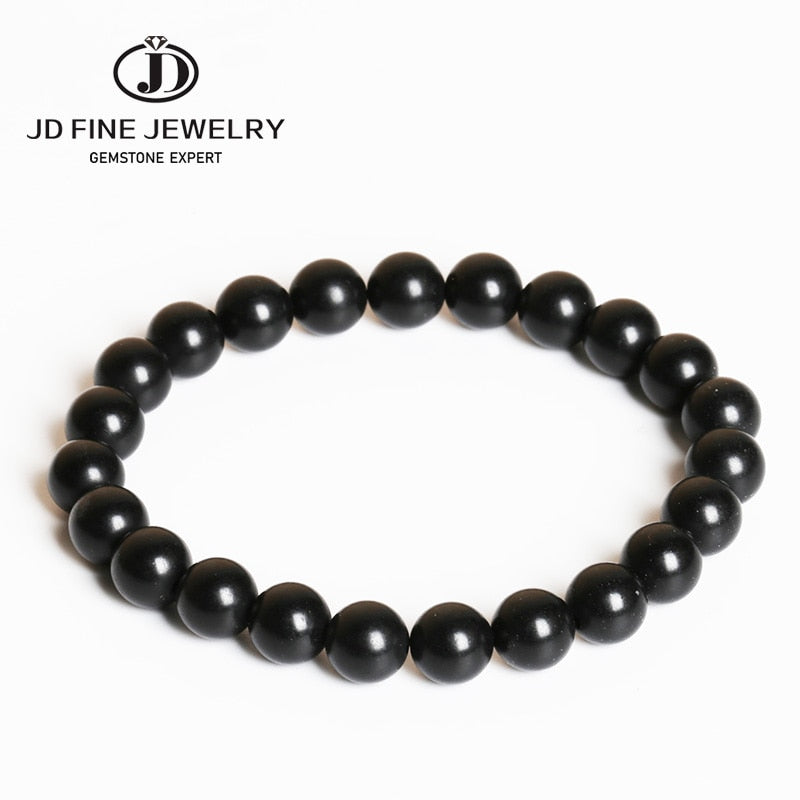 Jd Natural Shungite Stone Magnetic Graphite Beaded Bracelet Bohe Round