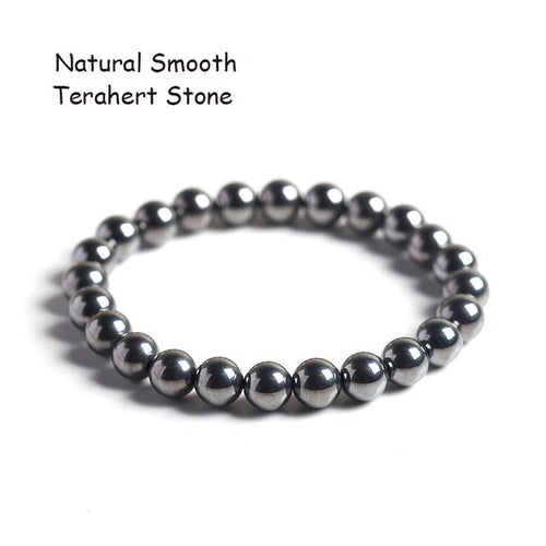 Jd Natural Shungite Stone Magnetic Graphite Beaded Bracelet Bohe Round