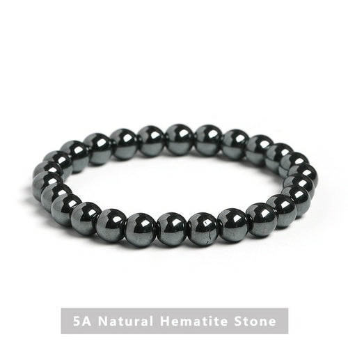 Jd Natural Shungite Stone Magnetic Graphite Beaded Bracelet Bohe Round