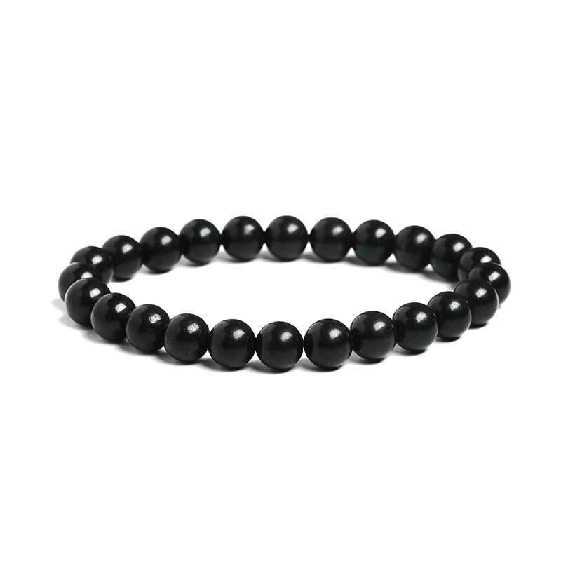 Jd Natural Shungite Stone Magnetic Graphite Beaded Bracelet Bohe Round