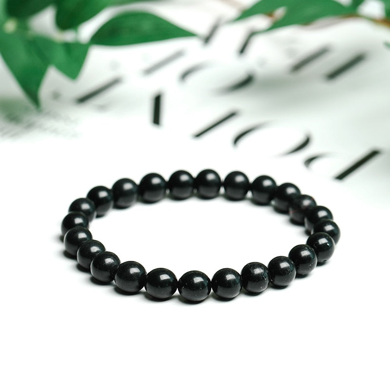 Jd Natural Shungite Stone Magnetic Graphite Beaded Bracelet Bohe Round