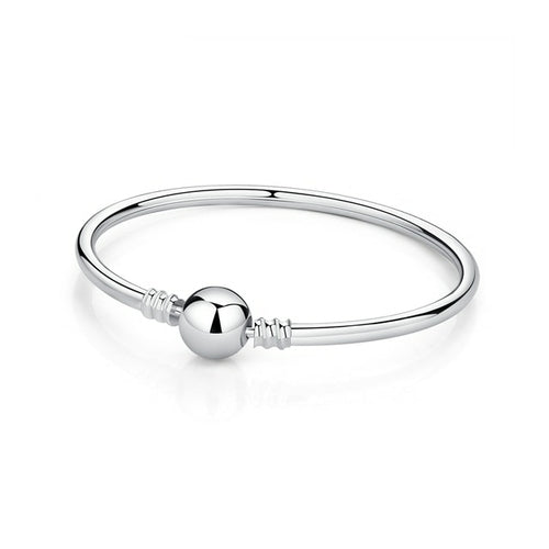 Original 925 Sterling Silver Bracelets Bangles Crystal Ball Love Heart