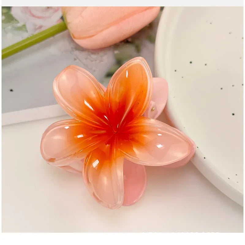 8CM Gradient Egg Flower Hair Claws Clip Women Girls Sweet Acrylic