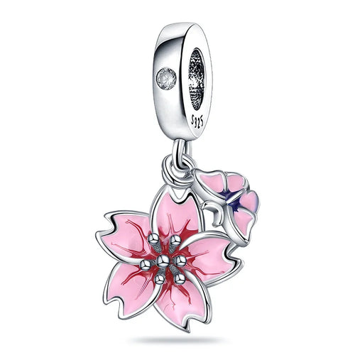 charms sterling silver 925 cherry blossom series flowers Fit original