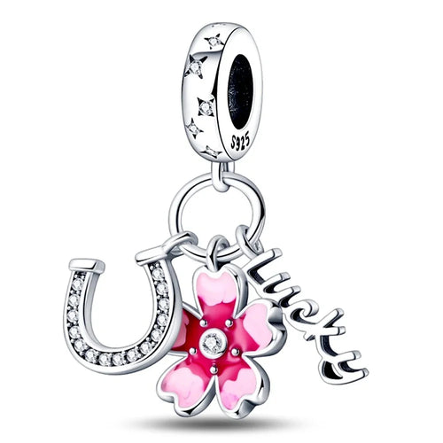 charms sterling silver 925 cherry blossom series flowers Fit original