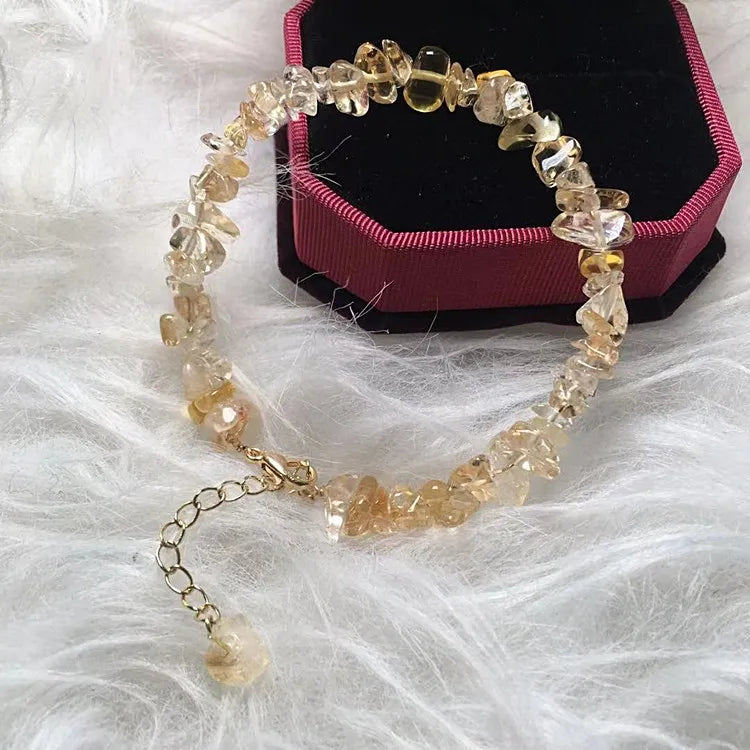 Natural Citrine Gravel Bracelet Accessories Luxury Jewelry Adjustable