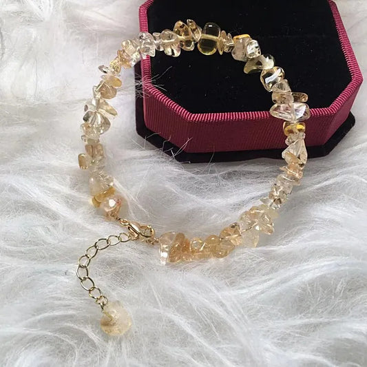 Natural Citrine Gravel Bracelet Accessories Luxury Jewelry Adjustable