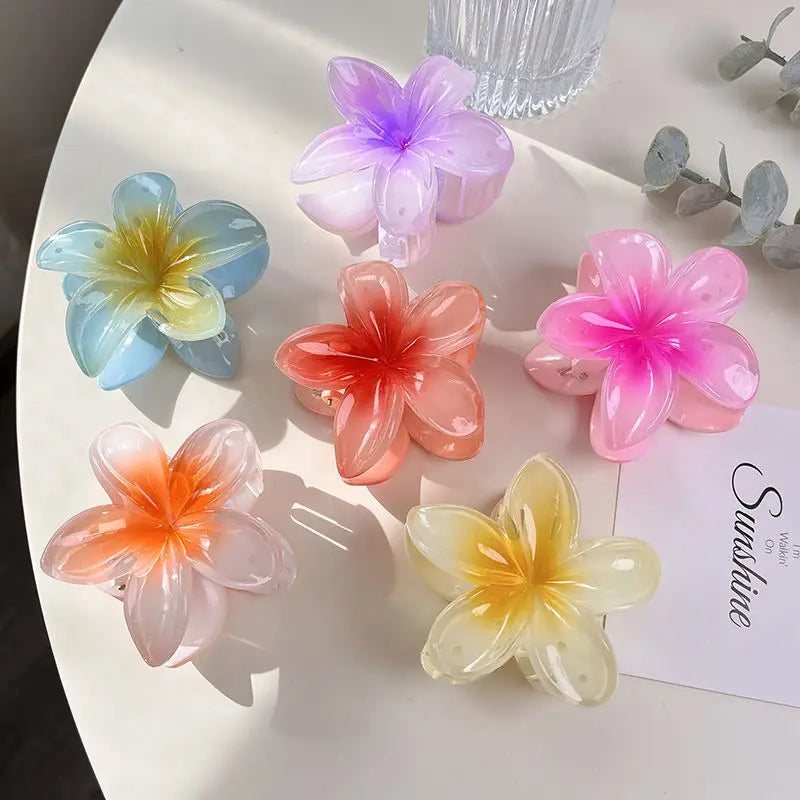 8CM Gradient Egg Flower Hair Claws Clip Women Girls Sweet Acrylic