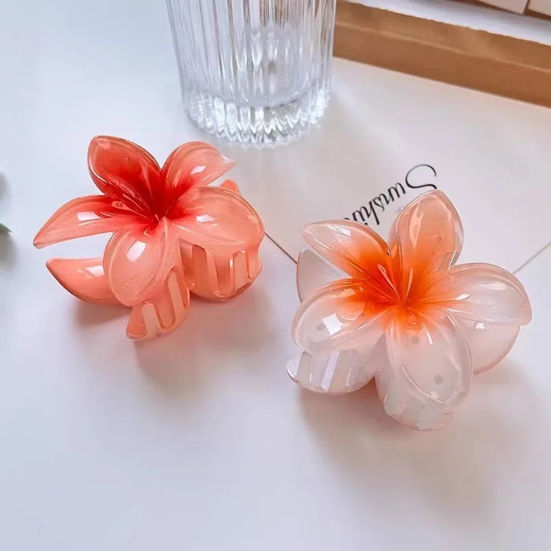 8CM Gradient Egg Flower Hair Claws Clip Women Girls Sweet Acrylic