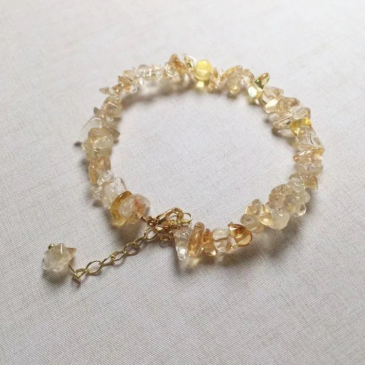 Natural Citrine Gravel Bracelet Accessories Luxury Jewelry Adjustable