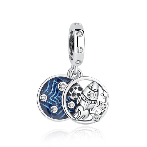 Original 925 Sterling Silver Charm For Women Moon Star Space Charms