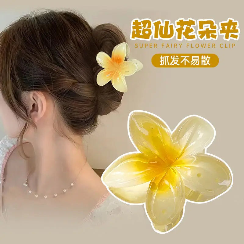 8CM Gradient Egg Flower Hair Claws Clip Women Girls Sweet Acrylic