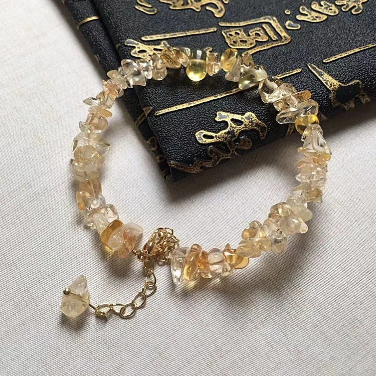 Natural Citrine Gravel Bracelet Accessories Luxury Jewelry Adjustable