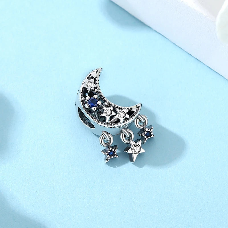 Original 925 Sterling Silver Charm For Women Moon Star Space Charms