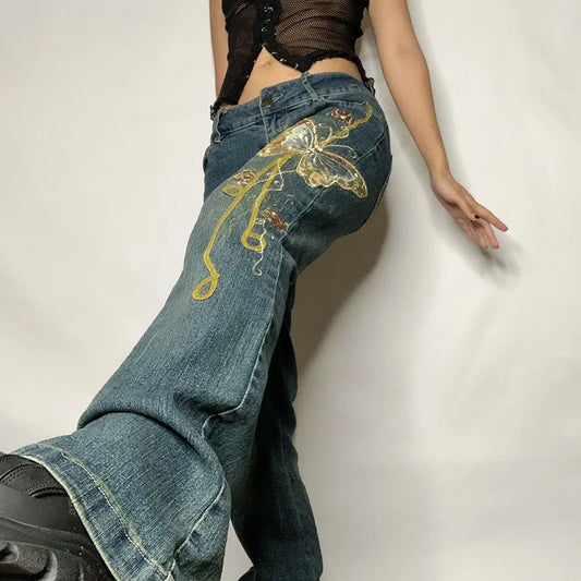 Fashion Y2k Pants Cyber Y2k Jeans Emo High Street Spice Retro