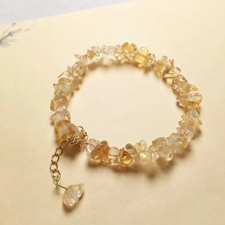 Natural Citrine Gravel Bracelet Accessories Luxury Jewelry Adjustable