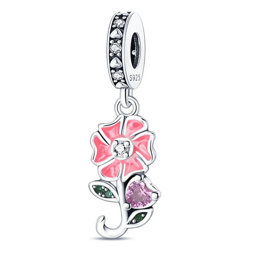 charms sterling silver 925 cherry blossom series flowers Fit original