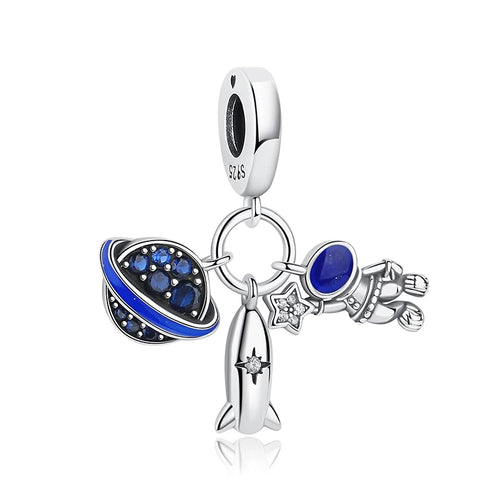 Original 925 Sterling Silver Charm For Women Moon Star Space Charms