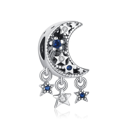 Original 925 Sterling Silver Charm For Women Moon Star Space Charms