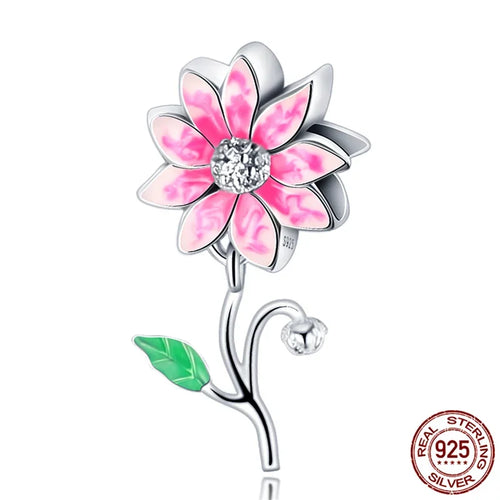 charms sterling silver 925 cherry blossom series flowers Fit original