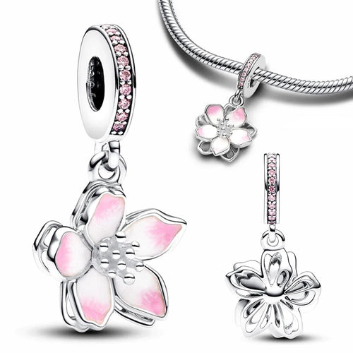 charms sterling silver 925 cherry blossom series flowers Fit original