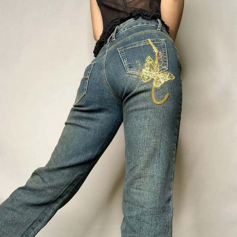 Fashion Y2k Pants Cyber Y2k Jeans Emo High Street Spice Retro